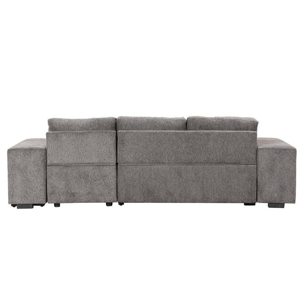 104.5' Modern L-Shape 3 Seat Reversible Sectional Couch, Pull Out Sleeper Sofa with Storage Chaise and 2 Stools for Living Room Furniture Set,Knox Charcoal (old sku:SG000431AAA) - Grand Goldman Shop