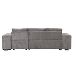 104.5' Modern L-Shape 3 Seat Reversible Sectional Couch, Pull Out Sleeper Sofa with Storage Chaise and 2 Stools for Living Room Furniture Set,Knox Charcoal (old sku:SG000431AAA) - Grand Goldman Shop