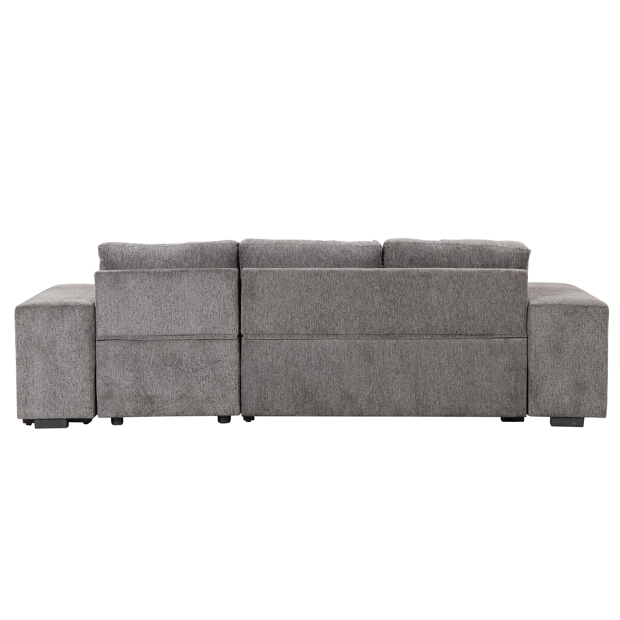 104.5' Modern L-Shape 3 Seat Reversible Sectional Couch, Pull Out Sleeper Sofa with Storage Chaise and 2 Stools for Living Room Furniture Set,Knox Charcoal (old sku:SG000431AAA) - Grand Goldman Shop