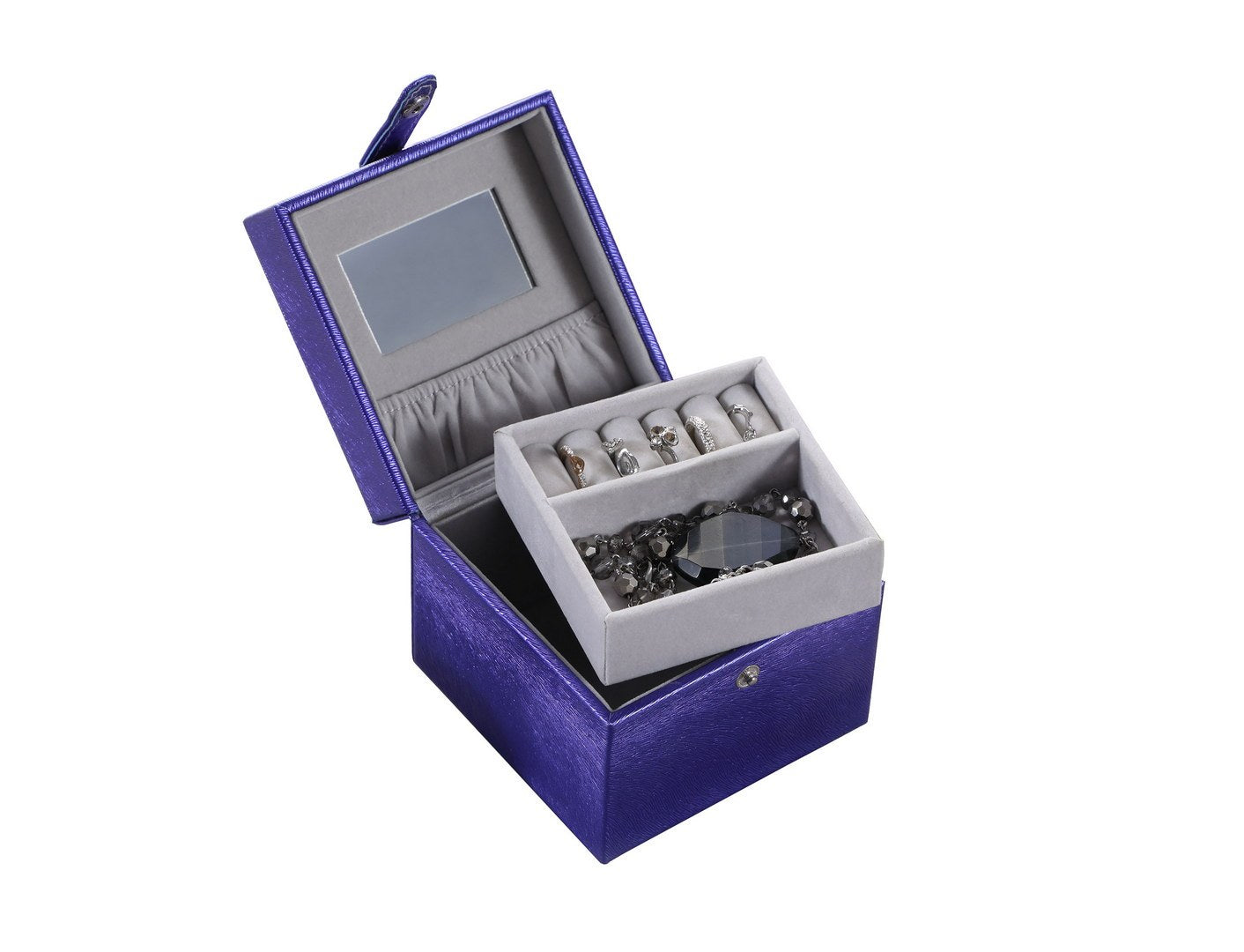 4' Long Travel Jewelry Case, Square Shaped, Azure Blue - Grand Goldman Shop