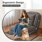 Upholstered Foldable Lazy Sofa Bed for Adults and Pets, 5-Position Adjustable Recliner with 2 Soft Pillows in Grey Corduroy Fabric - Grand Goldman Shop