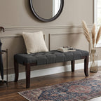 Linon Tufted Bench, Fabric, Gray - Grand Goldman Shop