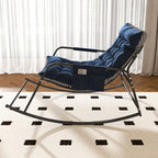 Blue Rocking Chair with Storage, Cushions & Armrests, All-Season Comfort Lounge Recliner, Breathable Ergonomic Lounge Chair for Bedroom, Living Room, Patio, Garden - Grand Goldman Shop
