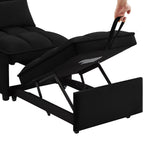 4 in1 Multi-Function Single Sofa Bed with Storage Pockets,Tufted Single Pull-out Sofa Bed with Adjustable Backrest and Pillows ,Convertible  Chaise Lounge,Black - Grand Goldman Shop