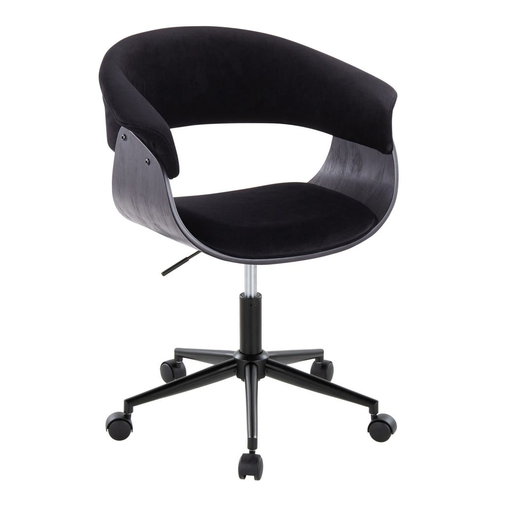 Mid-Century Modern Office Chair in Black Metal, Black Wood and Black Velvet | Premium Home Decor - Grand Goldman