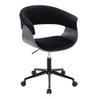 Mid-Century Modern Office Chair in Black Metal, Black Wood and Black Velvet | Premium Home Decor - Grand Goldman