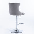 A&A Furniture,Swivel Velvet Barstools Adjusatble Seat Height from 25-33 Inch, Modern Upholstered Chrome base Bar Stools with Backs Comfortable Tufted for Home Pub and Kitchen Island（Gray,Set of 2） - Grand Goldman Shop