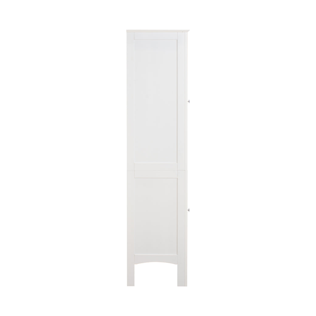 Tall Narrow Tower Freestanding Cabinet with 2 Shutter Doors 5 Tier Shelves for Bathroom, Kitchen ,Living Room ,Storage Cabinet,White - Grand Goldman Shop