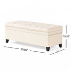Juliana Contemporary Storage Ottoman with Button-Tufted Diamond Stitching in Beige Fabric - Grand Goldman Shop