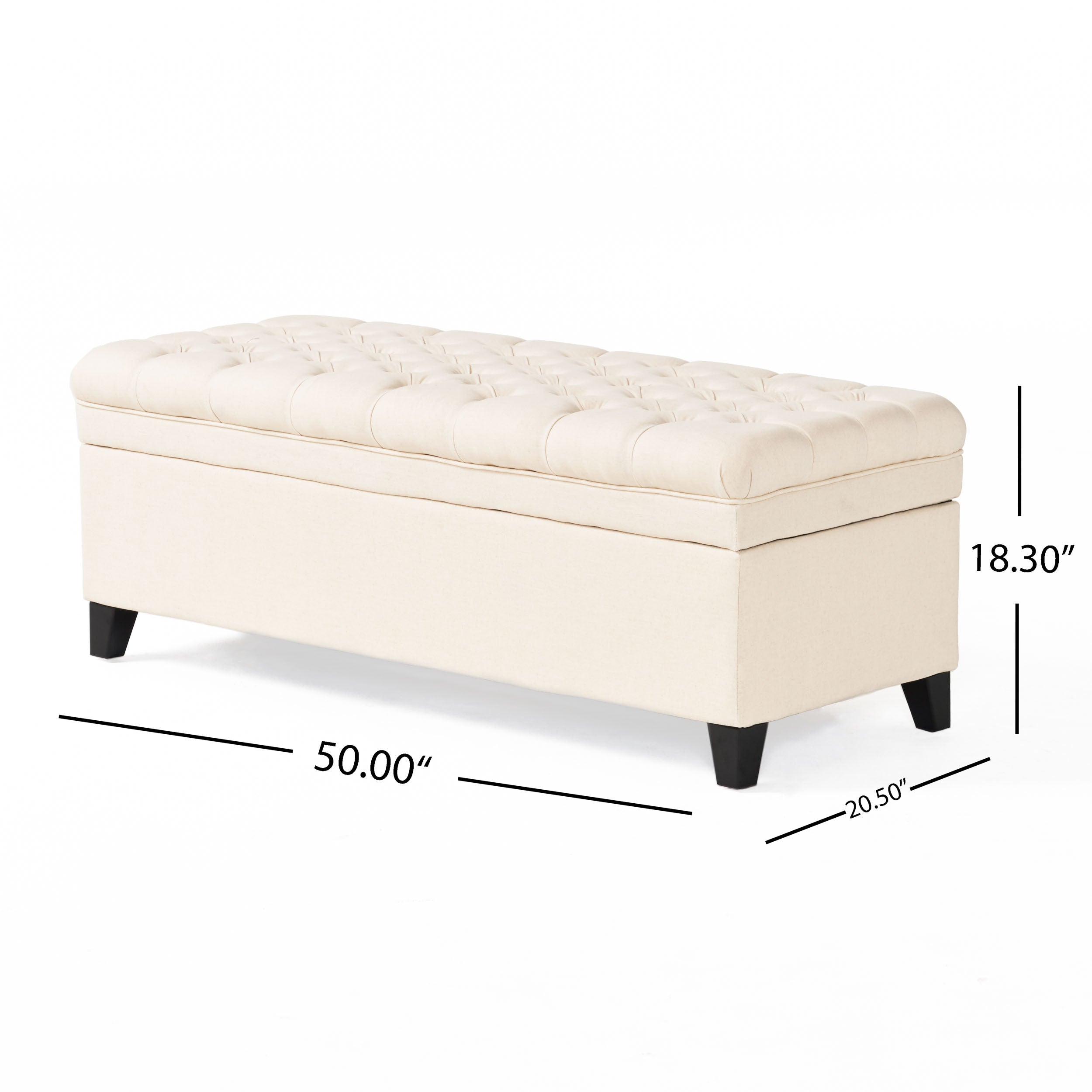 Juliana Contemporary Storage Ottoman with Button-Tufted Diamond Stitching in Beige Fabric - Grand Goldman Shop