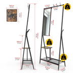 Coat Rack with Mirror, Multifunctional Hall Tree with Shoe Storage, Metal Frame, for Living Room Bedroom 73x32x15 Inches, Industrial Style, Rustic Brown and Black - Grand Goldman Shop