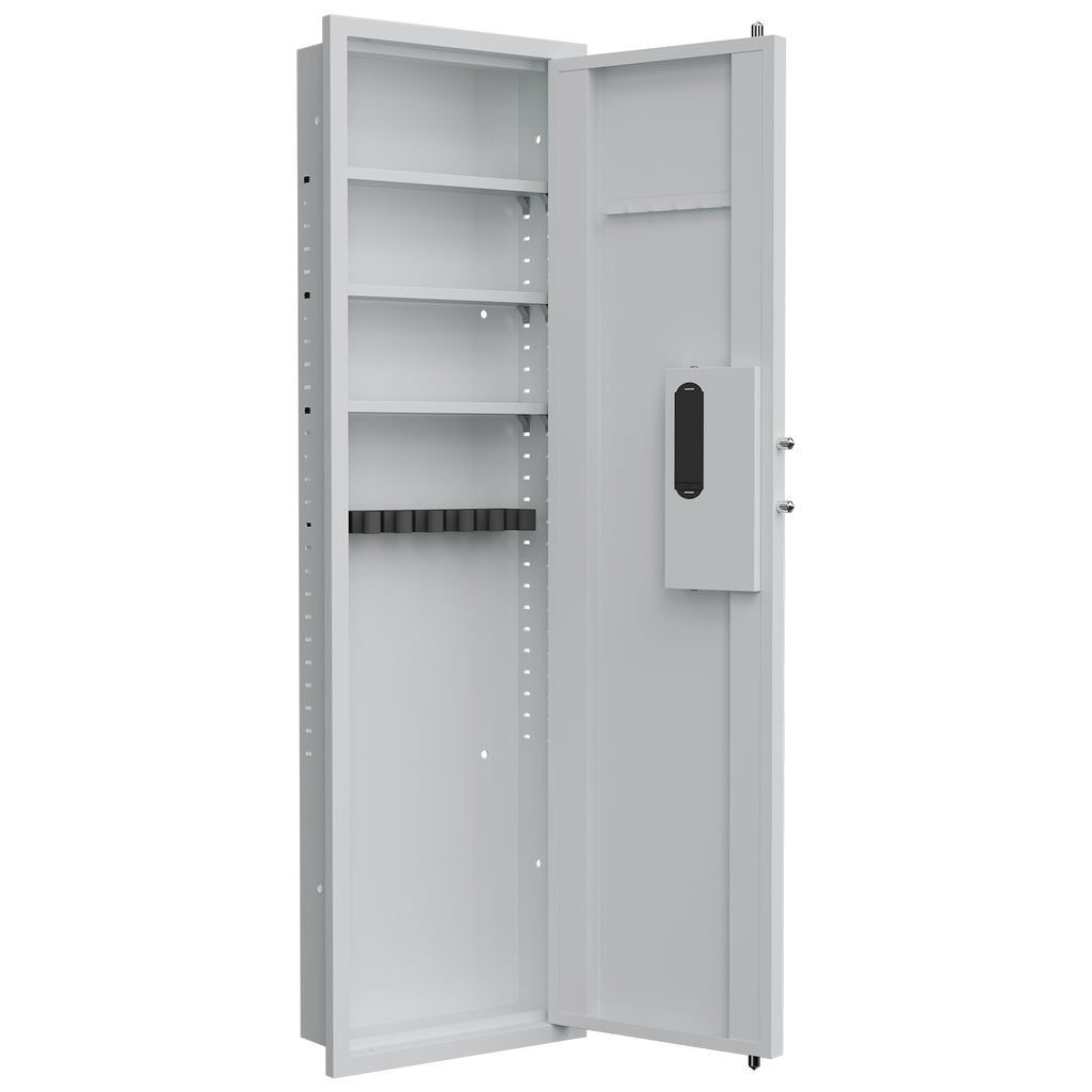 53' Passwod Touch Panel In-Wall Safe,Hidden Wall Gun Safe for Rifles with Adjustable Shelves,Assembled Storage Multifunctiona