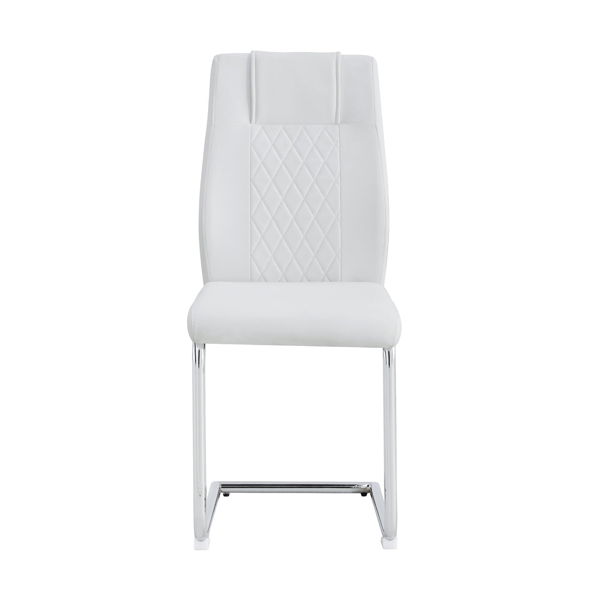 Modern Dining Chairs with Faux Leather Padded Seat Upholstered Chair with Metal Legs Design Set of 6 White PU - Grand Goldman Shop
