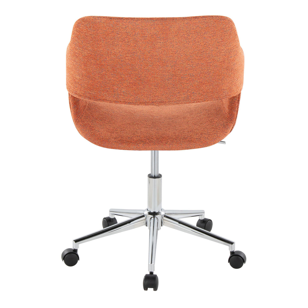 Contemporary Task Chair in Chrome Metal and Orange Fabric - Grand Goldman