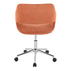Contemporary Task Chair in Chrome Metal and Orange Fabric - Grand Goldman