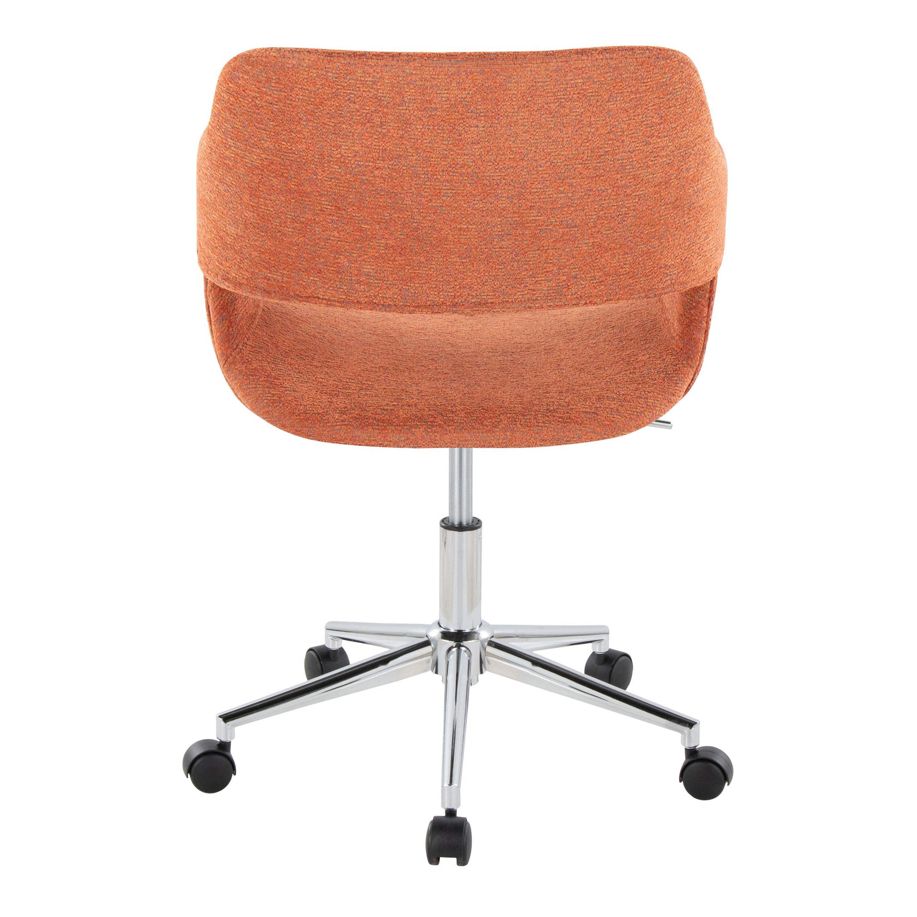 Contemporary Task Chair in Chrome Metal and Orange Fabric - Grand Goldman