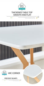 Modern Minimalist StyleDining Table MDF Anti-Scratch Top Metal Shelf Metal Heat Transfer Legs Leveling Feet For Dining Room Kitchen Office Table X 1(White) - Grand Goldman Shop