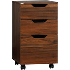 HOMCOM 3 Drawer Office Storage Cabinet, Under Desk Cabinet with Wheels, Brown Wood Grain - Grand Goldman