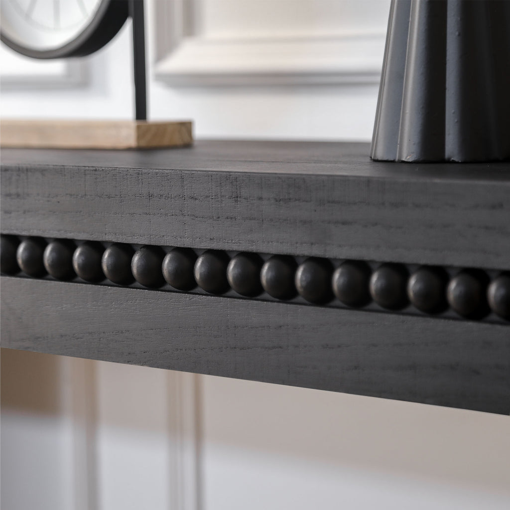Modern Black Engineered Wood Console Table with Real Wood Bead Trim - Farmhouse Entryway Sofa Table for Living Room, Hallway - Grand Goldman Shop