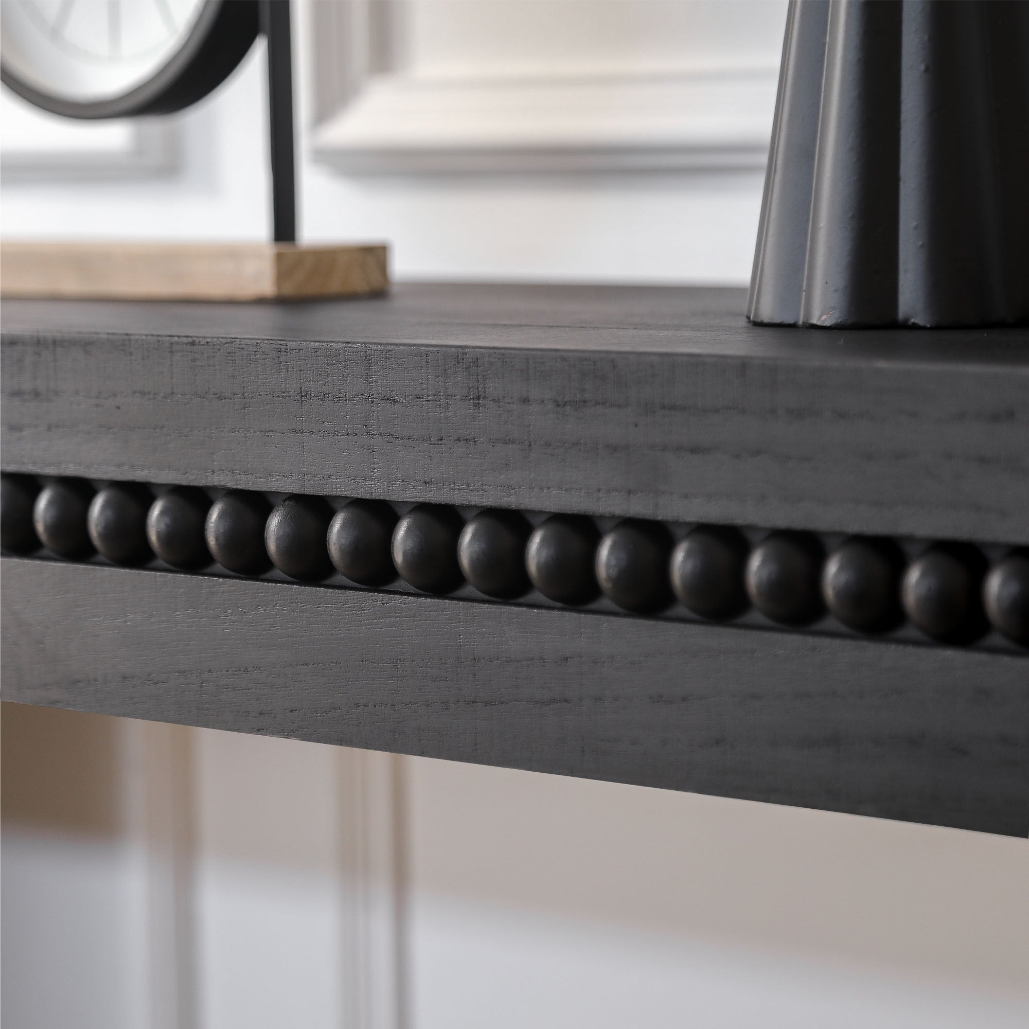 Modern Black Engineered Wood Console Table with Real Wood Bead Trim - Farmhouse Entryway Sofa Table for Living Room, Hallway - Grand Goldman Shop