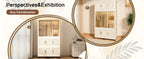 Portable Wardrobe Closet Storage Organizer with 9 Magnetic Doors, Cream White, - Grand Goldman Shop