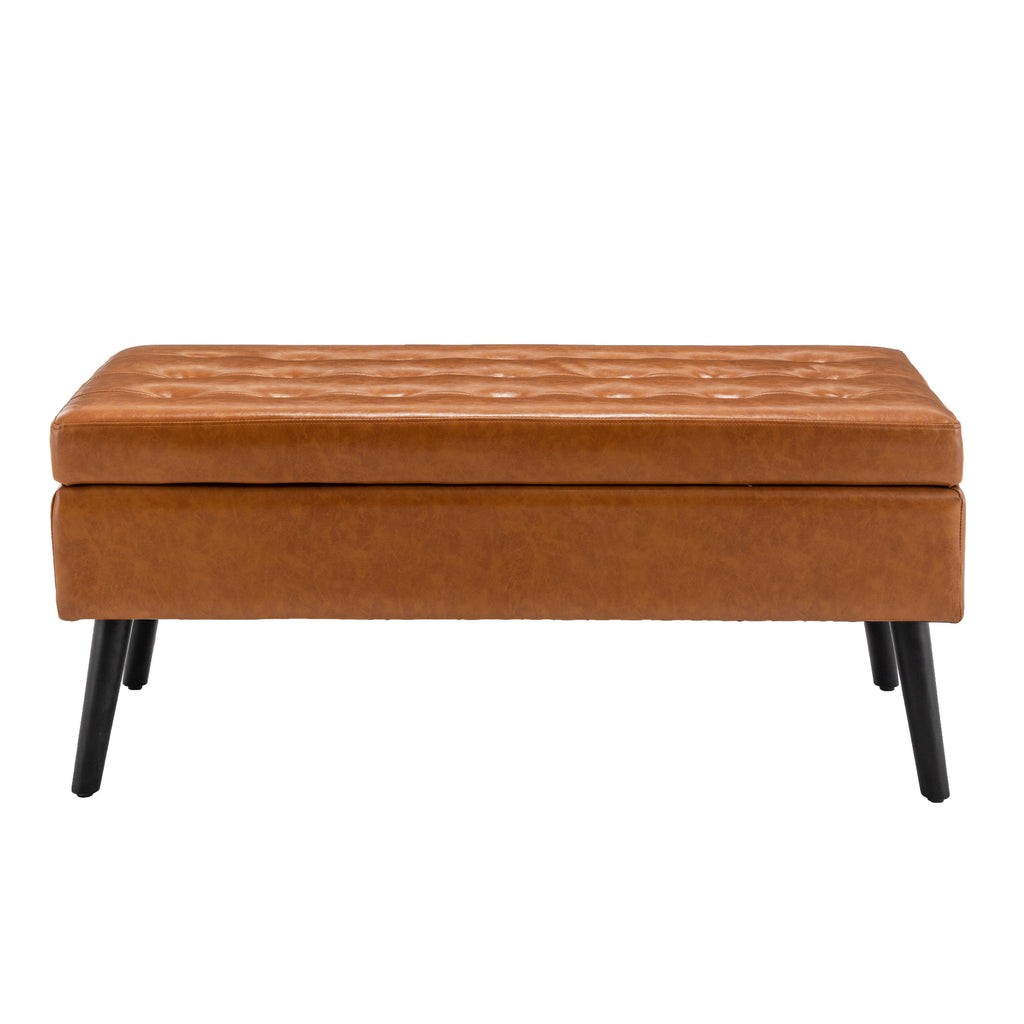 Storage Bench with Storage Bench for Bedroom End of Bed Bench Foot of Bed Bench Entryway Bench Storage Ottoman Bench 43.3' W x 17.7' Brown Leather Bench - Grand Goldman Shop
