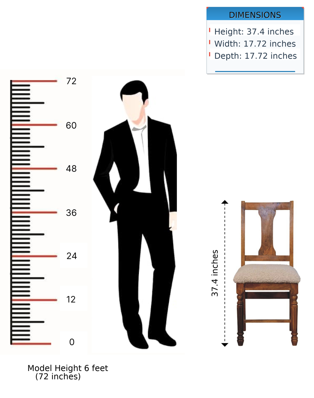 Solid Wood Writing Chair with Turned Legs | Premium Home Decor - Grand Goldman