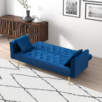71-inch convertible love seat sofa, American retro blue velvet material, suitable for small living room, bedroom, office - Grand Goldman Shop