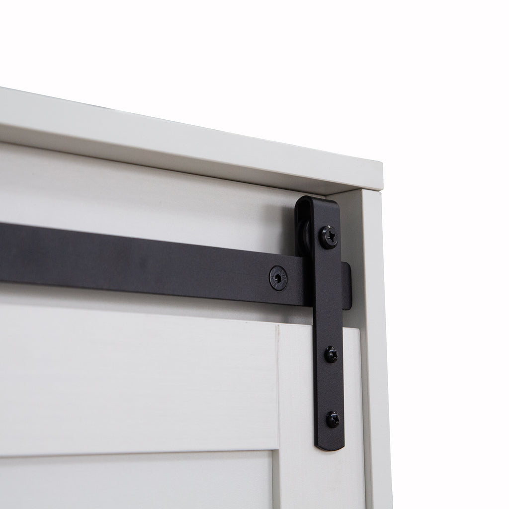 Tall Bedroom Armoire Wardrobe Closet Clothing Storage Cabinet with Hanging Rod Barn Door Drawers Open Shelves - Grand Goldman Shop