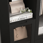Modern MDF Painted Cabinet with Glass Doors and Drawer, Black, Bedroom or Living Room Storage - Grand Goldman Shop