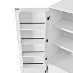 K&K 72' Tall Farmhouse Kitchen Pantry Cabinet with 8 Door Shelves, Curved Design Storage Cabinet with 3 Adjustable Shelves, Hidden Drawer, Versatile Cupboard for Kitchen, Dining & Bathroom, White - Grand Goldman Shop