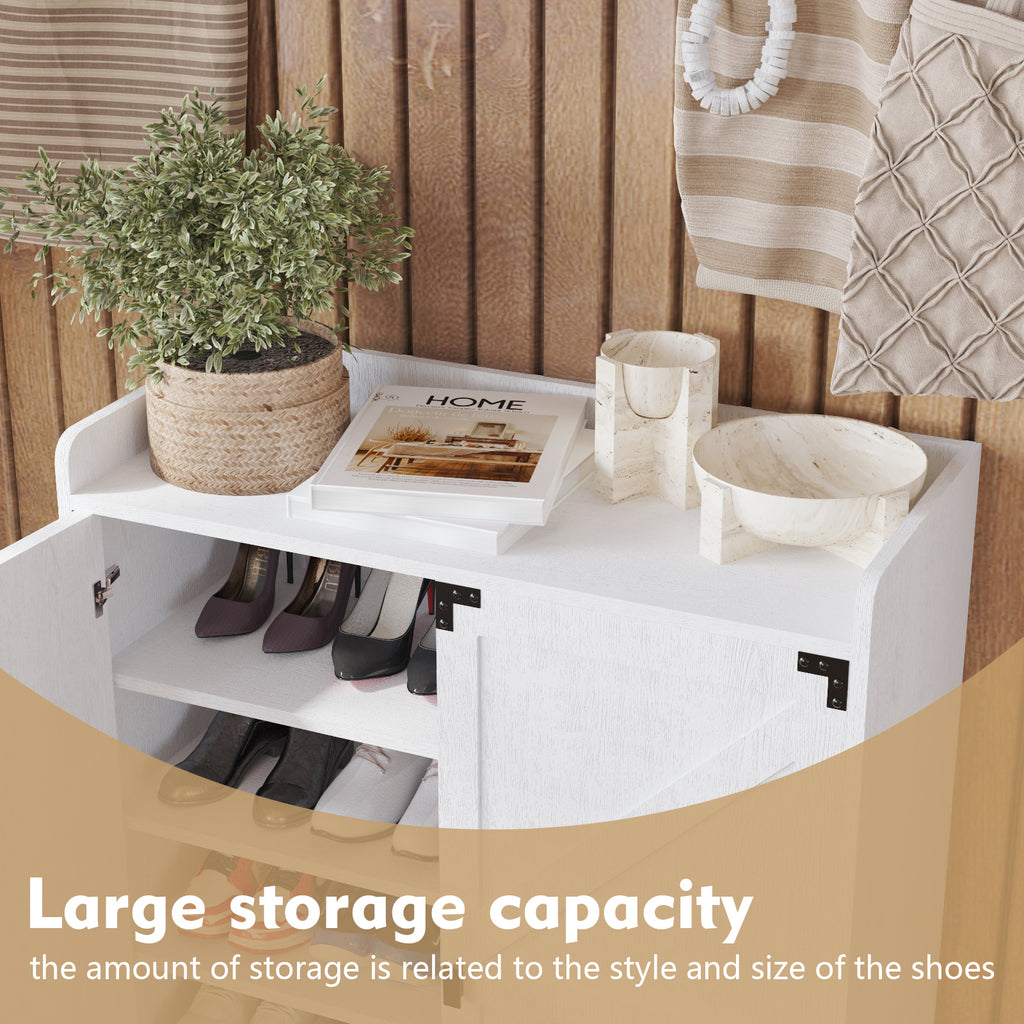 Shoe Cabinet with Doors, 6-Tier Shoe Storage Cabinet with Adjustable Shelves, Wooden Shoes Rack Shoe Storage Organizer for Entryway, Hallway, Closet, Living Room - Grand Goldman Shop