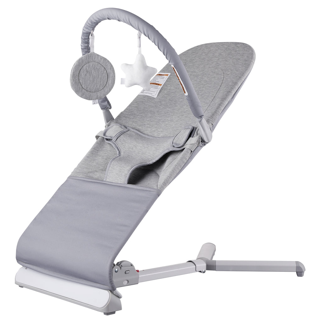 Baby Bouncer Folding Bouncer Seat Chair for Babies 0-9 Months with Toy Bar - Grand Goldman