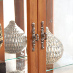 Lighted Glass Cabinet Glass Wine Cabinet Curio Display Cabinet with Adjustable Glass Shelves 2 Doors and 1 drawer Cabinet Bulb Included OAK - Grand Goldman Shop