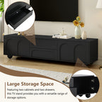ON-TREND Cream Style TV Stand with Arched Doors & 2 Drawers for TVs up to 75', Minimalist Media Console with Rebound Device, Entertainment Center with 5 Iron Round Legs for Living Room, Bedroom, Black - Grand Goldman Shop