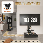 Mobile TV Cart with Push-Pull Drawer for 32-75 Inch TVs, Black MDF and Metal Stand with Lockable Wheels - Grand Goldman Shop