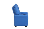 Evelyne 23'W Blue PU Leather Kids Recliner Chair with Cupholder | Premium Home Decor - Grand Goldman