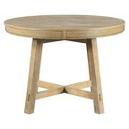 Gia Round Extendable Dining Table with 16' Leaf Wood, Natural - Grand Goldman Shop