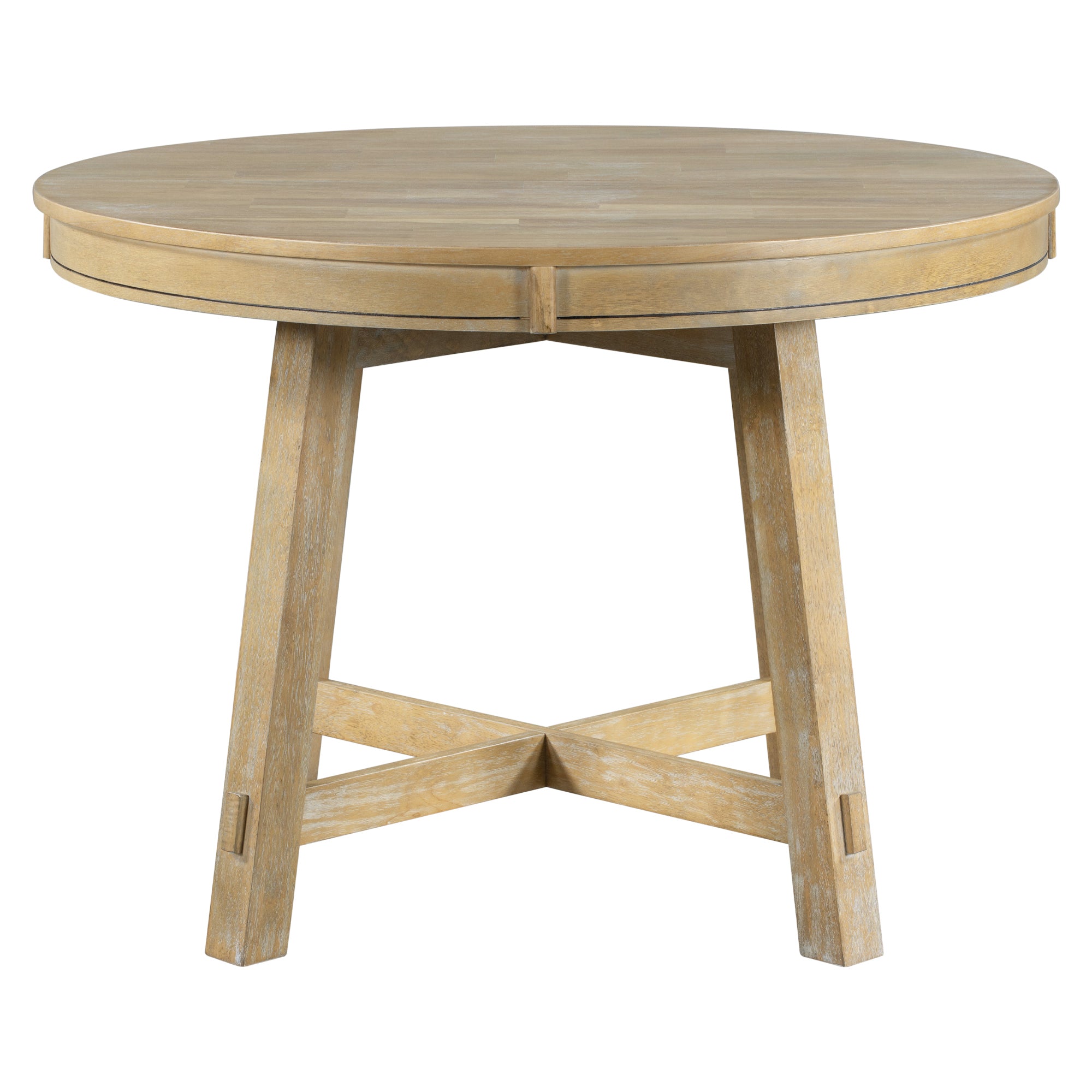 Gia Round Extendable Dining Table with 16' Leaf Wood, Natural - Grand Goldman Shop