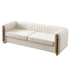 Contemporary Velvet Sofa Couch 84.25''W for Living Room, Beige - Grand Goldman Shop