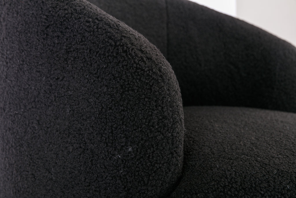Teddy Fabric Swivel Accent Armchair Barrel Chair With Black Powder Coating Metal Ring,Black - Grand Goldman Shop