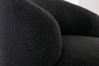 Teddy Fabric Swivel Accent Armchair Barrel Chair With Black Powder Coating Metal Ring,Black - Grand Goldman Shop