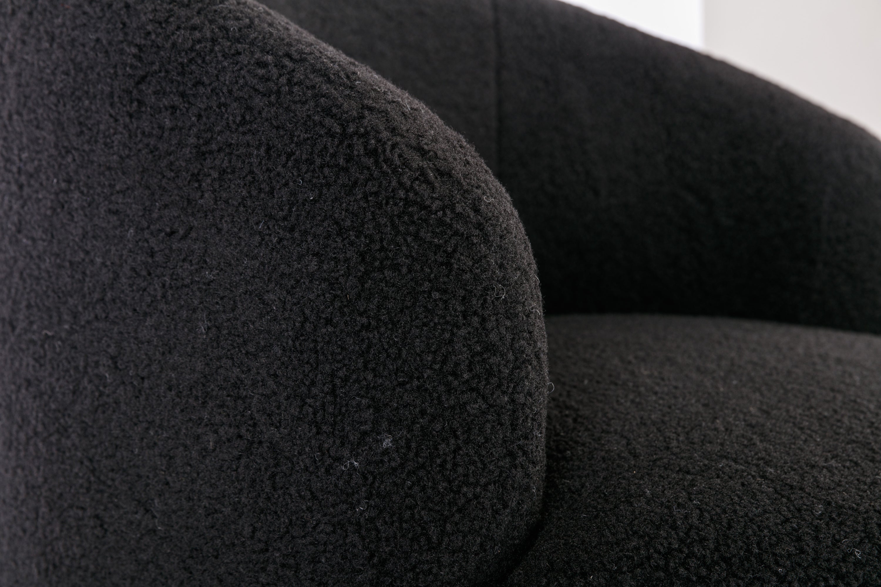 Teddy Fabric Swivel Accent Armchair Barrel Chair With Black Powder Coating Metal Ring,Black - Grand Goldman Shop