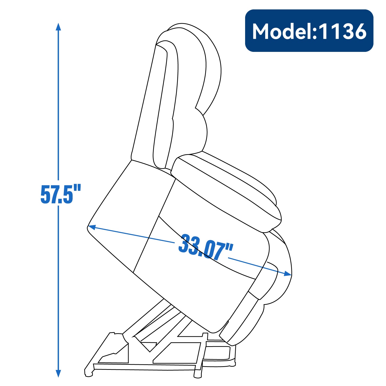 23' Seat Width and High Back Large Size Blue Grey Chenille Power Lift Recliner Chair with 8-Point Vibration Massage and Lumbar Heating - Grand Goldman Shop