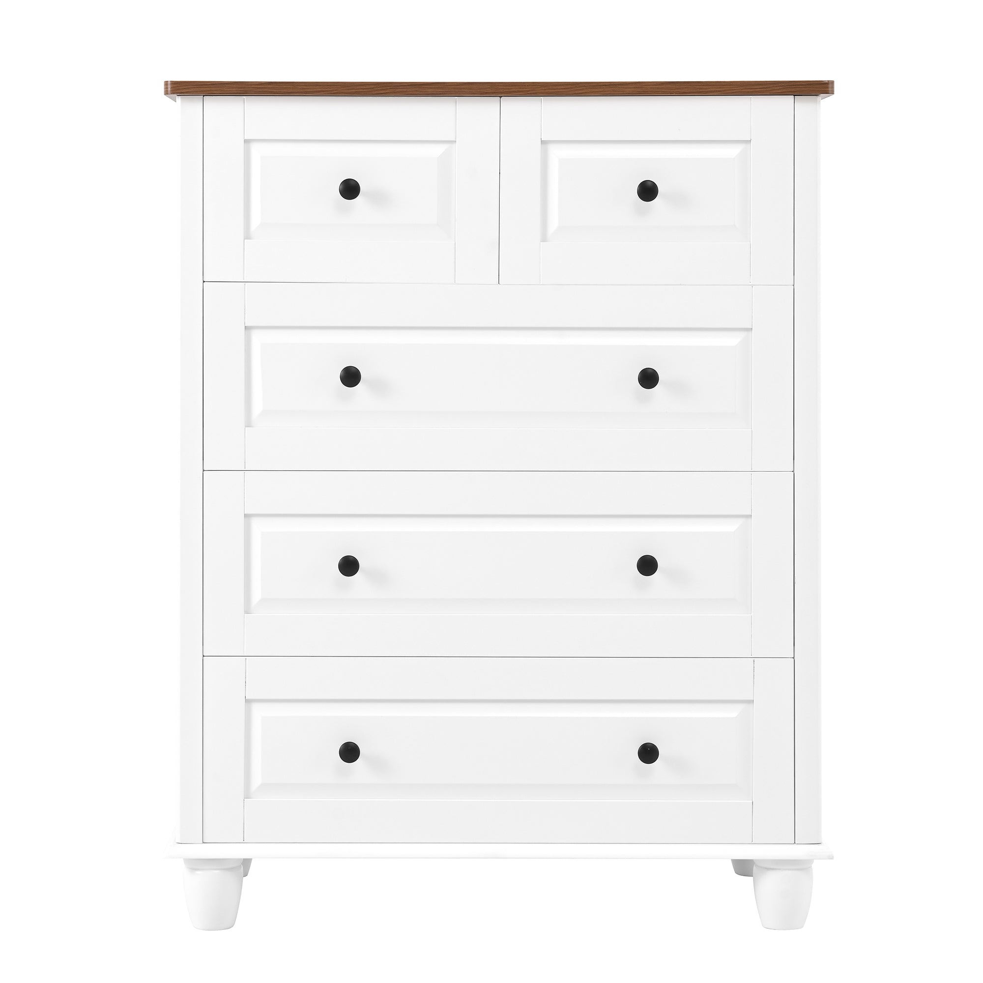 White Dresser with 5 Drawers, Tall Chest of Drawers, 5 Drawer Dresser with Deep Space, Wood Storage Cabinet for Living Room, Hallway, Office, White - Grand Goldman Shop