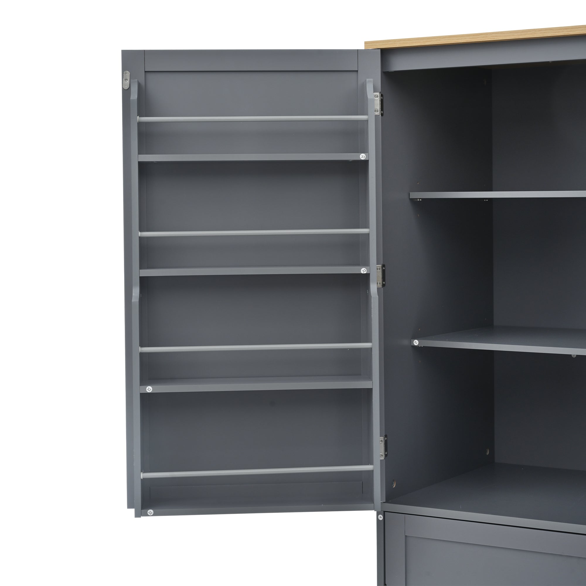[Assembly Video Provided]TOPMAX 40.2x20x71.3inch High Freestanding Kitchen Pantry Large Cupboard Storage Cabinet with 2 Drawers, 2 Adjustable Shelves, 8 Door Shelves for Kitchen, Dining Room,Gray - Grand Goldman Shop