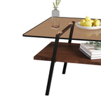 Modern Rectangular Coffee Table with Tempered Brown Glass Top and MDF Layer – Table for Living Room - Grand Goldman Shop