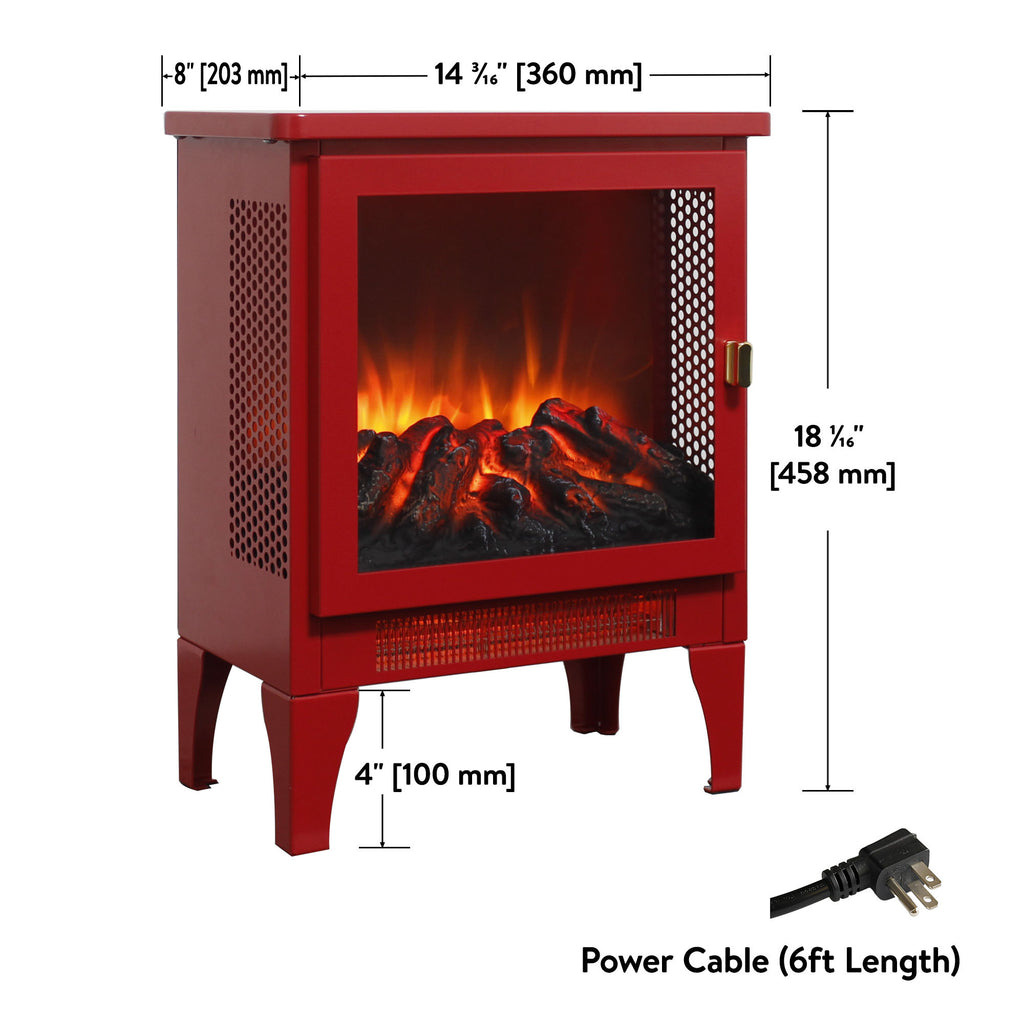 18 inch Freestanding Electric Fireplace Stove heater with 3D Flame effect,Classic Red - Grand Goldman Shop