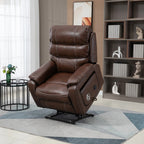 Premium Brown Technical Leather 180-Degree Lay Flat Recliner Chair with Wireless Charging, Lumbar Support, and Dual Motor Lift for Big & Tall Comfort - Grand Goldman Shop