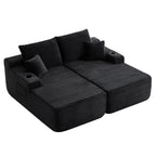 69' Cloud Sectional Couch, L-Shape Chaise with R-Shape Chaise with Deep Seat and Comfortable 2 Seater Couch for Modern Living Room,(Plush  Fabric),Black - Grand Goldman Shop